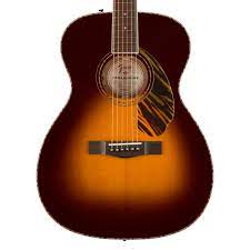 Fender PO-220E Orchestra Acoustic Guitar - Ovangkol Fingerboard - 3-Color Vintage Sunburst W/Case