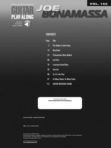 Joe Bonomassa Guitar Play Along Volume One Book