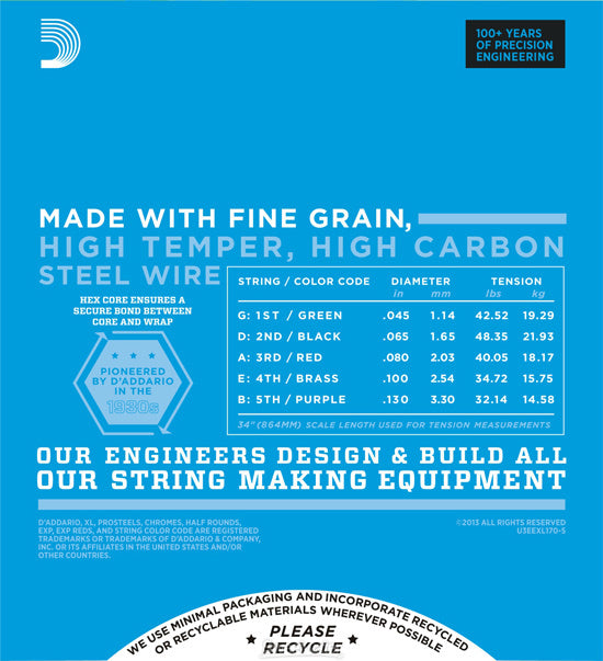 D'addario EXL170-5 Bass Guitar Strings