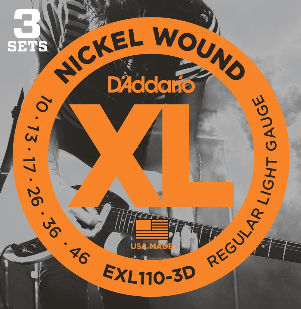 D'Addario EXL110-3D 3-Pack 10-46 Electric Guitar Strings