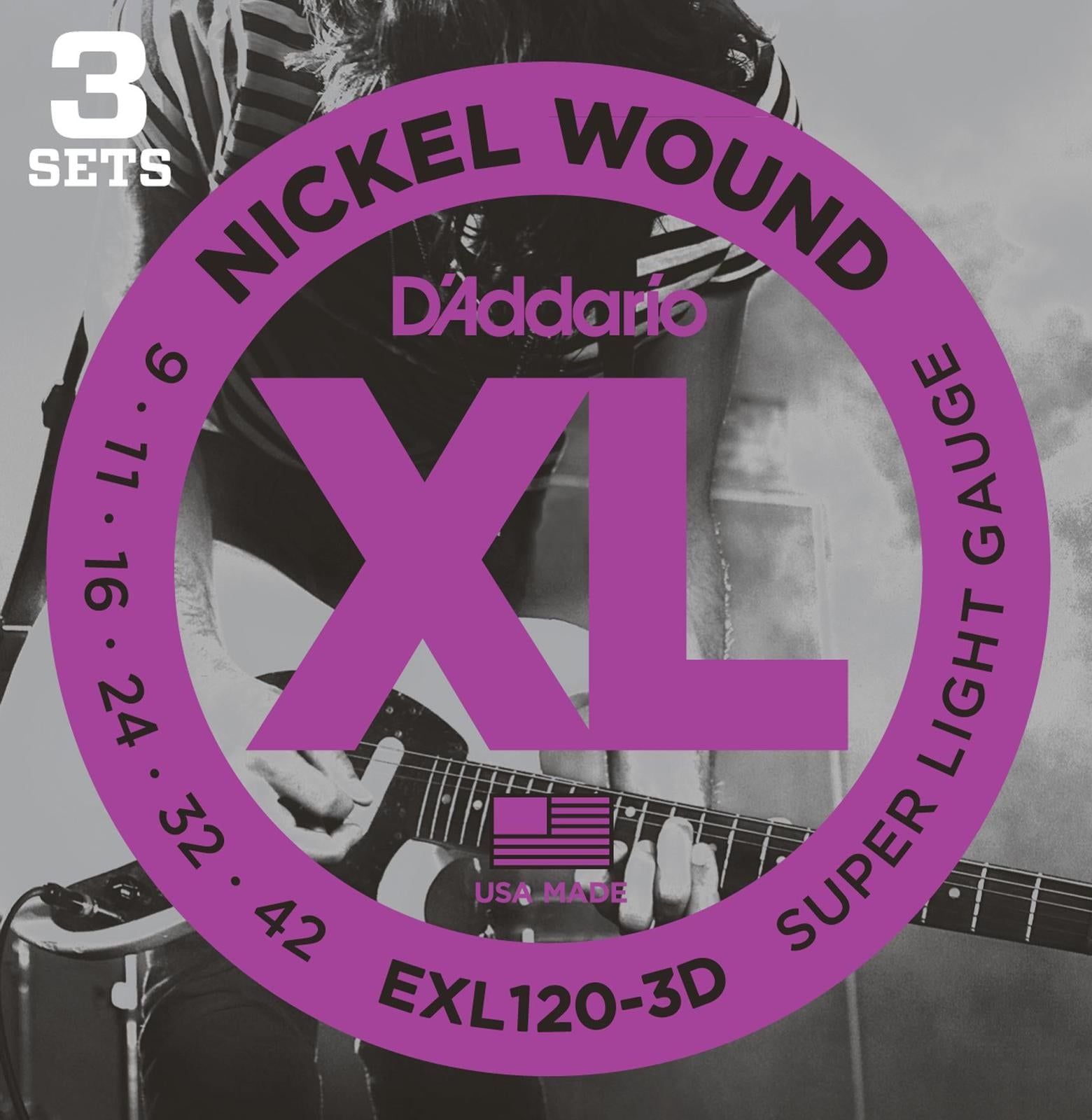 Daddario EXL120-3-Pack Electric Guitar Strings