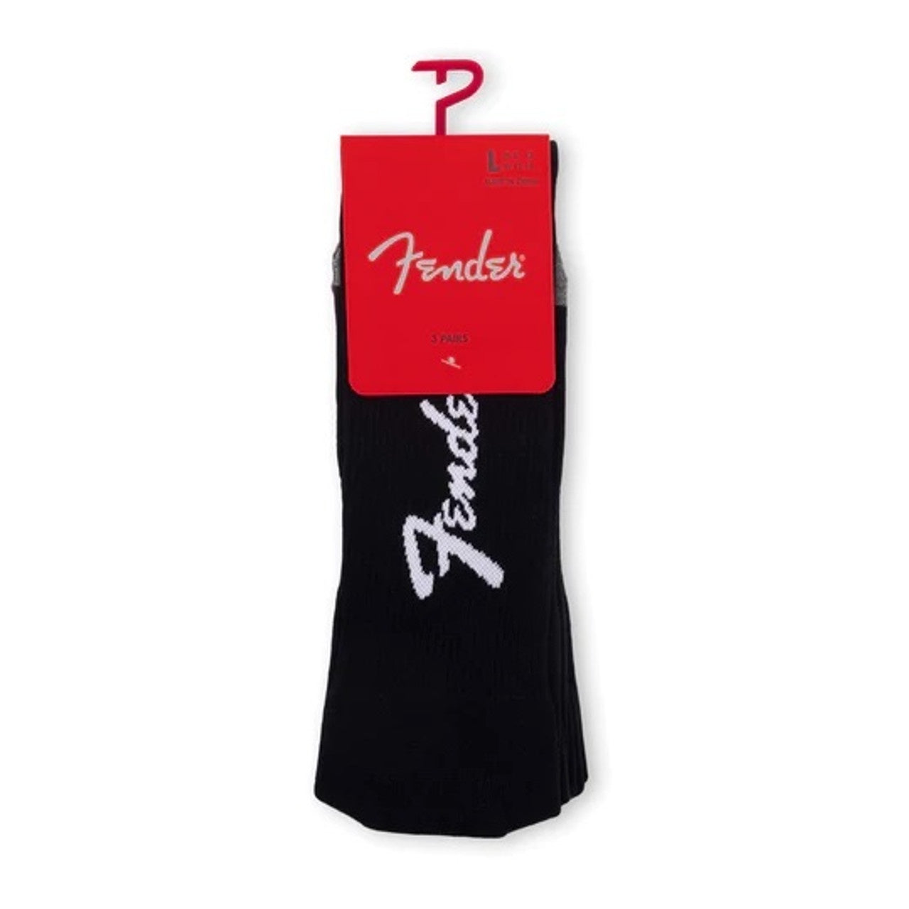 Perris Licensed FENDER® "Exploded Logo" Large Crew Socks in Black (3-Pair)