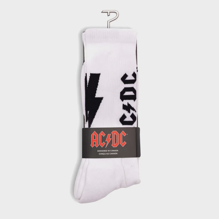 AC/DC Lightning Strikes Crew White Socks