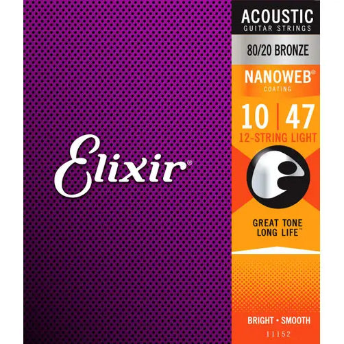 Elixir 80/20 Bronze 10-47 12-String Acoustic Guitar Strings