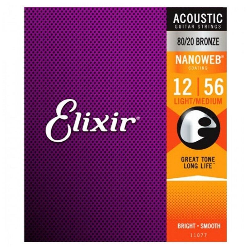 Elixir Nanoweb 12-56 Acoustic Guitar Strings
