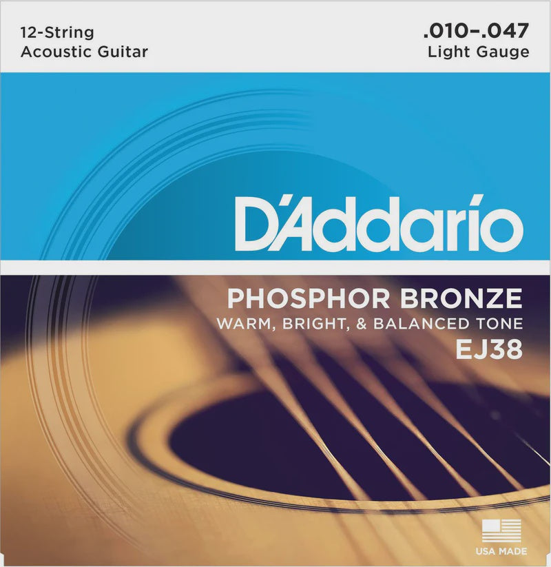 D'Addarrio EJ38 10-47 12-String Acoustic Guitar Strings