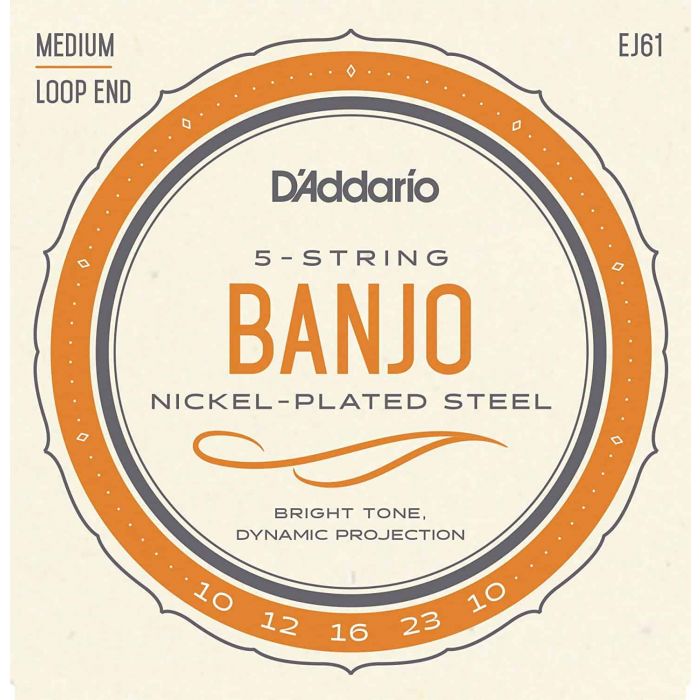 D'Addario EJ61 Med 10-23 5-String Banjo Strings