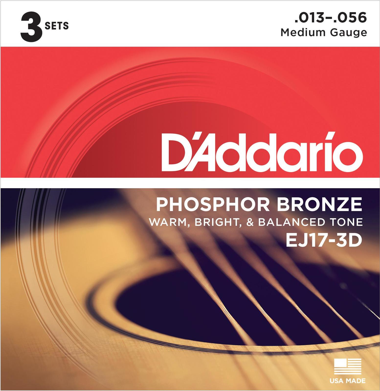 D'addario EJ17 13-56 Acoustic Guitar Strings 3-Pack