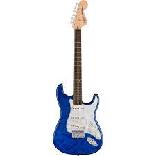 Fender Squier FSR Affinity Series Stratocaster QMT Electric Guitar Sapphire Blue Transparent w/ White Pearloid Pickguard