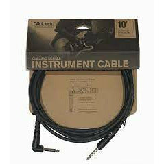 D'ADDARIO  CLASSIC SERIES INSTRUMENT CABLE Straight to Right-Angle, 10ft.