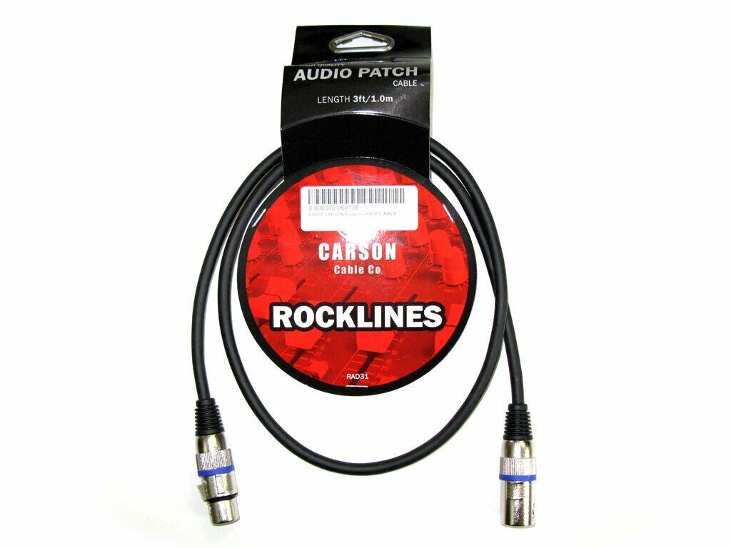 Carson Rocklines 3' Audio Cable XLR-XLR