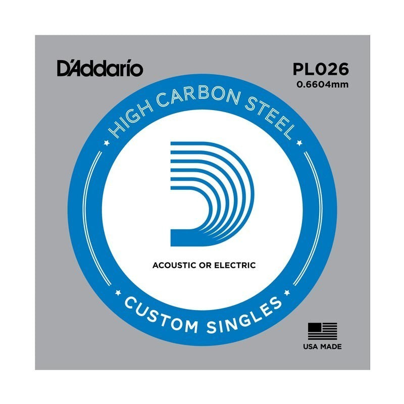 D'Addario SINGLES  - PS026 Plain steel